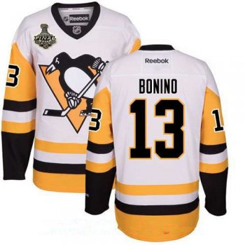 Men's Pittsburgh Penguins #13 Nick Bonino White Third 2017 Stanley Cup Finals Patch Stitched NHL Reebok Hockey Jersey