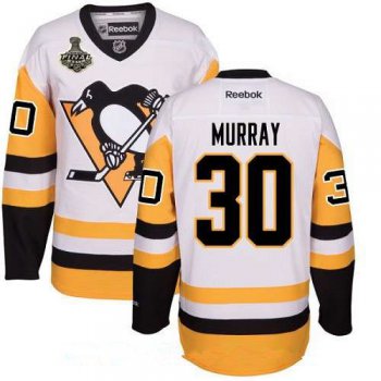 Men's Pittsburgh Penguins #30 Matt Murray White Third 2017 Stanley Cup Finals Patch Stitched NHL Reebok Hockey Jersey