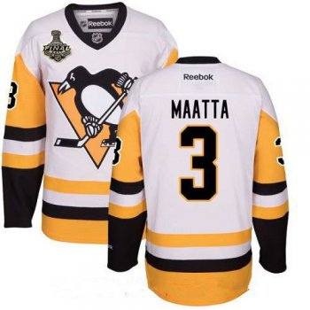 Men's Pittsburgh Penguins #3 Olli Maatta White Third 2017 Stanley Cup Finals Patch Stitched NHL Reebok Hockey Jersey