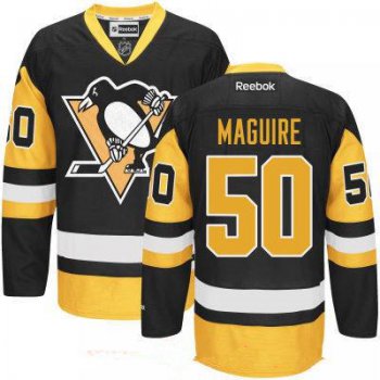 Men's Pittsburgh Penguins #50 Sean Maguire Black Third Stitched NHL Reebok Hockey Jersey