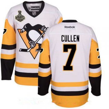 Men's Pittsburgh Penguins #7 Matt Cullen White Third 2017 Stanley Cup Finals Patch Stitched NHL Reebok Hockey Jersey