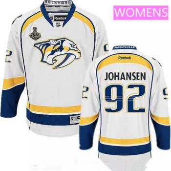 Women's Nashville Predators #92 Ryan Johansen White 2017 Stanley Cup Finals Patch Stitched NHL Reebok Hockey Jersey