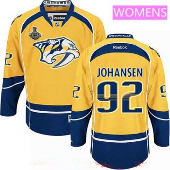 Women's Nashville Predators #92 Ryan Johansen Yellow 2017 Stanley Cup Finals Patch Stitched NHL Reebok Hockey Jersey