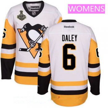 Women's Pittsburgh Penguins #6 Trevor Daley White Third 2017 Stanley Cup Finals Patch Stitched NHL Reebok Hockey Jersey