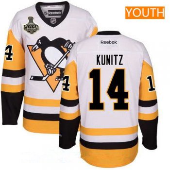 Youth Pittsburgh Penguins #14 Chris Kunitz White Third 2017 Stanley Cup Finals Patch Stitched NHL Reebok Hockey Jersey