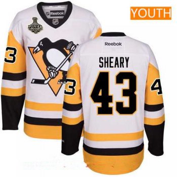 Youth Pittsburgh Penguins #43 Conor Sheary White Third 2017 Stanley Cup Finals Patch Stitched NHL Reebok Hockey Jersey