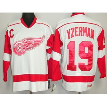 Detroit Red Wings #19 Steve Yzerman White Throwback CCM Jersey