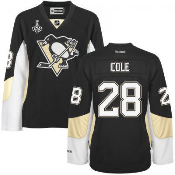 Women's Pittsburgh Penguins #28 Ian Cole Black Team Color 2017 Stanley Cup NHL Finals Patch Jersey