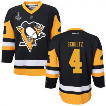 Women's Pittsburgh Penguins #4 Justin Schultz Black With Yellow 2017 Stanley Cup NHL Finals Patch Jersey