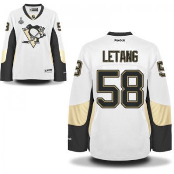 Women's Pittsburgh Penguins #58 Kris Letang White Road 2017 Stanley Cup NHL Finals Patch Jersey
