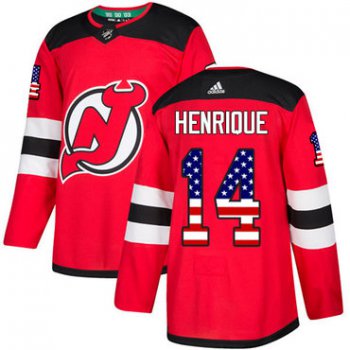 Adidas Devils #14 Adam Henrique Red Home Authentic USA Flag Stitched NHL Jersey