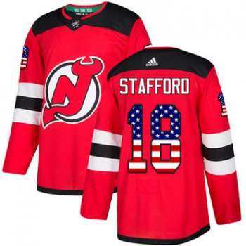 Adidas Devils #18 Drew Stafford Red Home Authentic USA Flag Stitched NHL Jersey