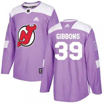 Adidas Devils #39 Brian Gibbons Purple Authentic Fights Cancer Stitched NHL Jersey