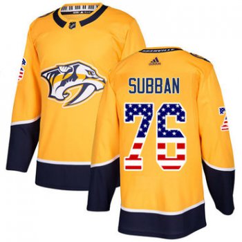Adidas Predators #76 P.K Subban Yellow Home Authentic USA Flag Stitched NHL Jersey