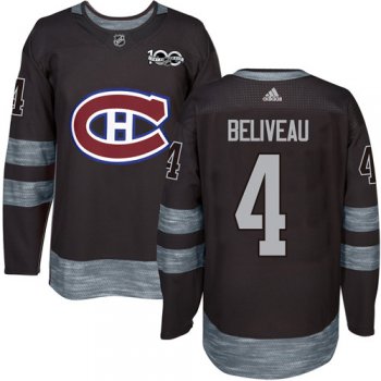 Canadiens #4 Jean Beliveau Black 1917-2017 100th Anniversary Stitched NHL Jersey