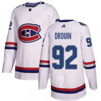 Adidas Canadiens #92 Jonathan Drouin White Authentic 2017 100 Classic Stitched NHL Jersey