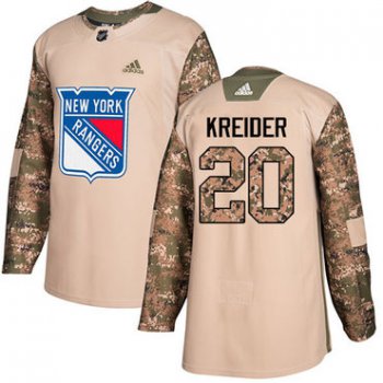 Adidas Rangers #20 Chris Kreider Camo Authentic 2017 Veterans Day Stitched NHL Jersey