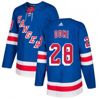 Adidas Rangers #28 Tie Domi Royal Blue Home Authentic Stitched NHL Jersey