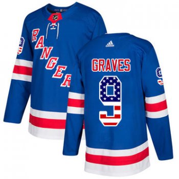 Adidas Rangers #9 Adam Graves Royal Blue Home Authentic USA Flag Stitched NHL Jersey