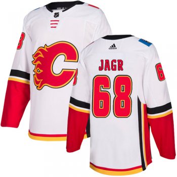 Men's Adidas Calgary Flames #68 Jaromir Jagr White Away Authentic NHL Jersey