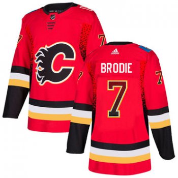 Men's Calgary Flames #7 T.J. Brodie Red Drift Fashion Adidas Jersey
