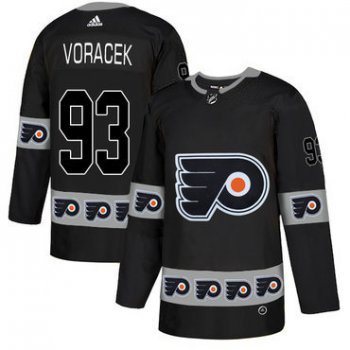 Men's Philadelphia Flyers #93 Jakub Voracek Black Team Logos Fashion Adidas Jersey