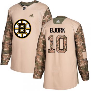 Adidas Bruins #10 Anders Bjork Camo Authentic 2017 Veterans Day Stitched NHL Jersey