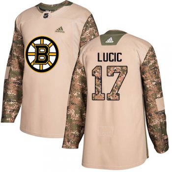 Adidas Bruins #17 Milan Lucic Camo Authentic 2017 Veterans Day Stitched NHL Jersey