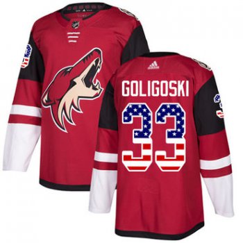 Adidas Coyotes #33 Alex Goligoski Maroon Home Authentic USA Flag Stitched NHL Jersey