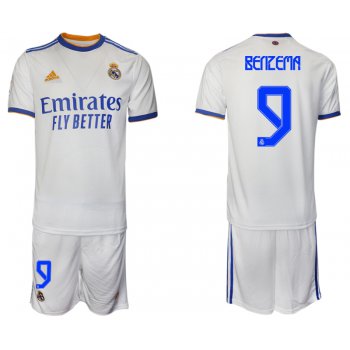Men 2021-2022 Club Real Madrid home white 9 Soccer Jerseys