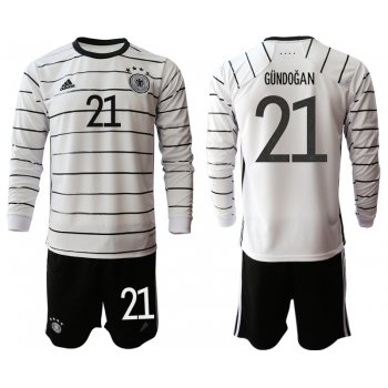 Men 2021 European Cup Germany home white Long sleeve 21 Soccer Jersey