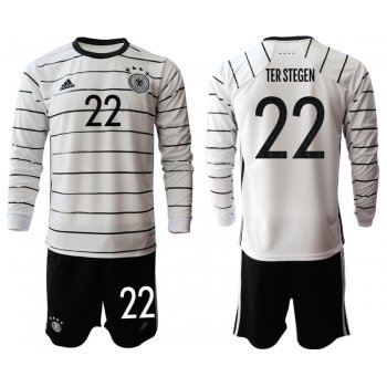 Men 2021 European Cup Germany home white Long sleeve 22 Soccer Jersey