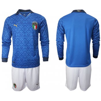 Men 2021 European Cup Italy home Long sleeve blank soccer jerseys