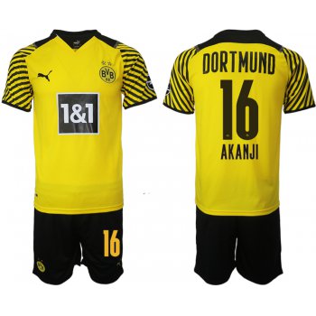Men 2021-2022 Club Borussia Dortmund home 16 yellow Soccer Jersey