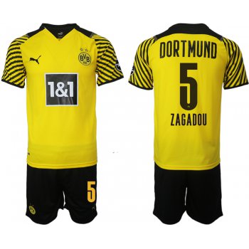 Men 2021-2022 Club Borussia Dortmund home 5 yellow Soccer Jersey
