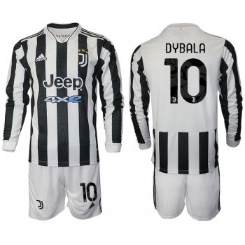 Men 2021-2022 Club Juventus home white Long Sleeve 10 Adidas Soccer Jerseys