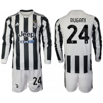 Men 2021-2022 Club Juventus home white Long Sleeve 24 Adidas Soccer Jersey