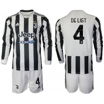 Men 2021-2022 Club Juventus home white Long Sleeve 4 Adidas Soccer Jersey