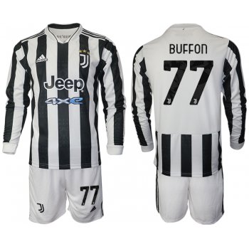 Men 2021-2022 Club Juventus home white Long Sleeve 77 Adidas Soccer Jersey