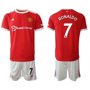 Men 2021-2022 Club Manchester United home red 7 Adidas Soccer Jersey1
