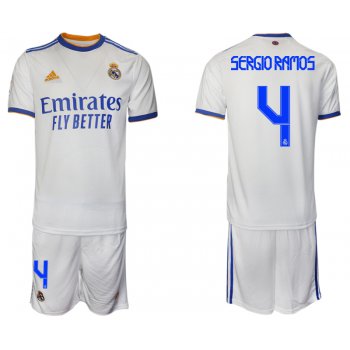 Men 2021-2022 Club Real Madrid home white 4 Soccer Jerseys