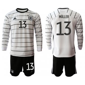 Men 2021 European Cup Germany home white Long sleeve 13 Soccer Jersey