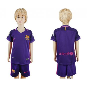 2016-17 Barcelona Blank or Custom Away Soccer Youth Purple Shirt Kit