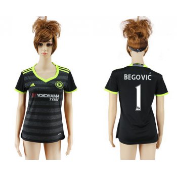 2016-17 Chelsea #1 BEGOVIC Away Soccer Women's Black AAA+ Shirt