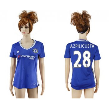 2016-17 Chelsea #28 AZPILICUETA Home Soccer Women's Blue AAA+ Shirt