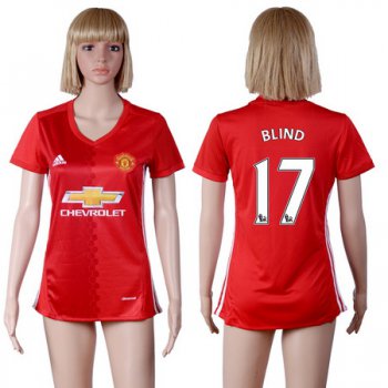 2016-17 Manchester United #17 BLIND Home Soccer Women's Red AAA+ Shirt