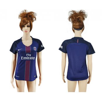 2016-17 Paris Saint-Germain Blank or Custom Home Soccer Women's Navy Blue AAA+ Shirt