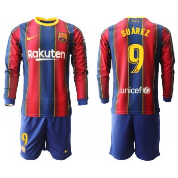 Men 2020-2021 club Barcelona home long sleeve 9 red Soccer Jerseys