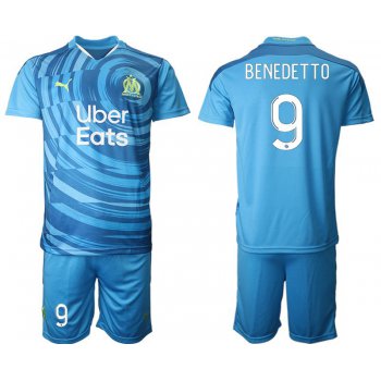 Men 2020-2021 club Olympique de Marseille away 9 blue Soccer Jerseys