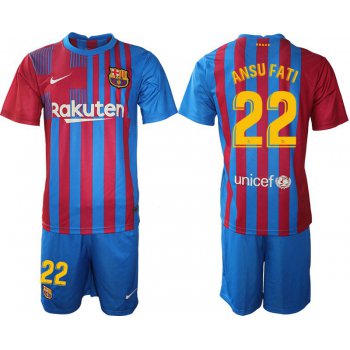 Men 2021-2022 Club Barcelona home blue 22 Nike Soccer Jersey